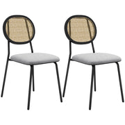 Sedia da pranzo con schienale in rattan e tessuto ¨C zephmum ¨C grigio 44x54x87 cm