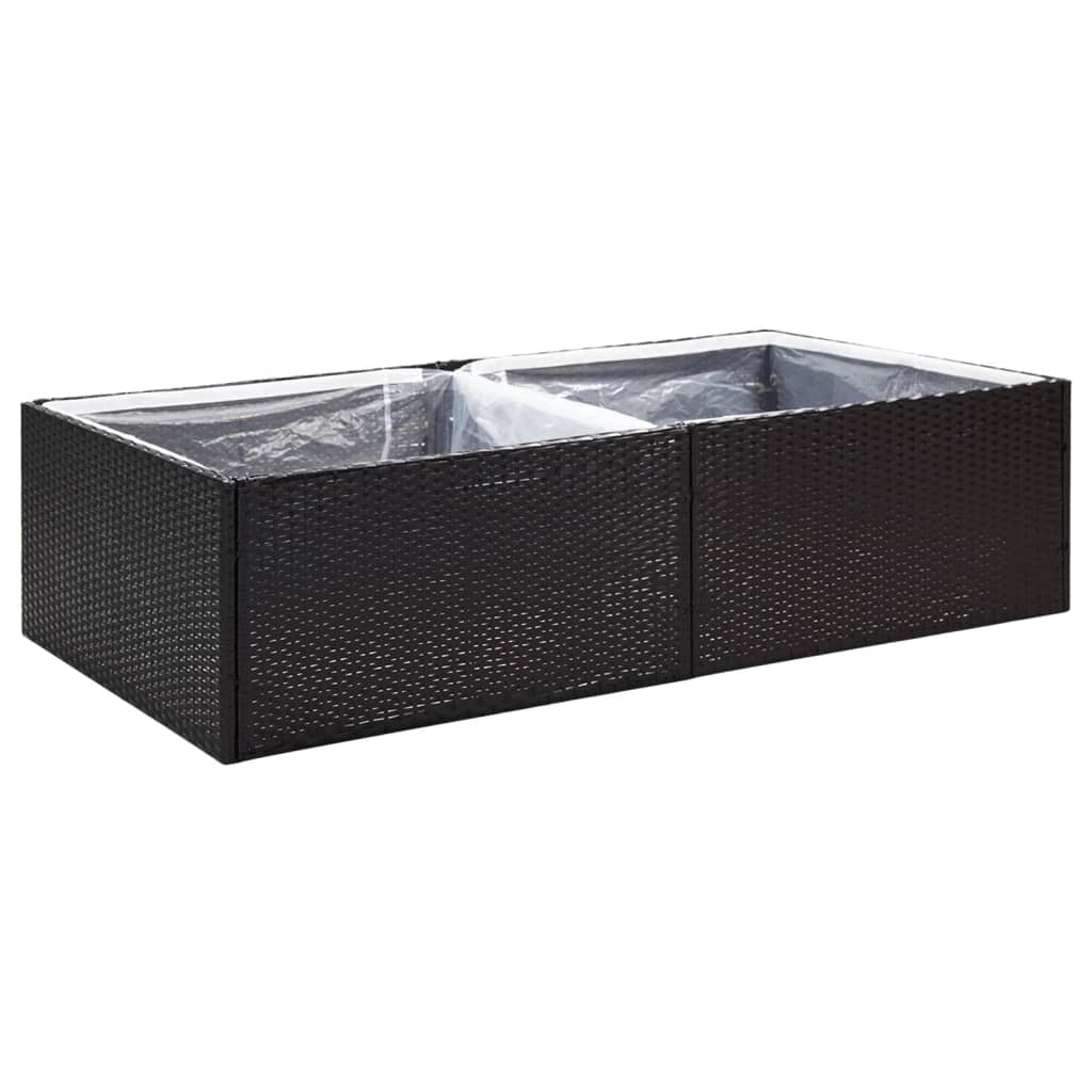 Vassoio per fioriera aiuola rialzata piante fiori terrazza giardino 157 x 80 x 40 cm Resina intrecciata nera 02_0037451