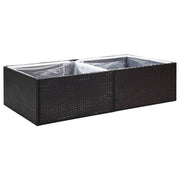 Vassoio per fioriera aiuola rialzata piante fiori terrazza giardino 157 x 80 x 40 cm Resina intrecciata nera 02_0037451
