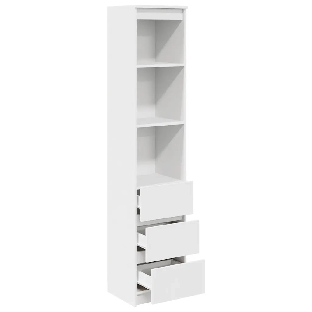 Credenza Bianca 37,5x35x180 cm in Legno Multistrato