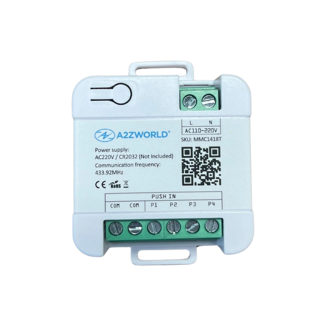 A2ZWORLD Trasmettitore RF 433MHz, per LED Dimmer Con Pulsante MMC1418R, Alimentazione con Pile CR2032 e AC220V, Controllo Wireless, IP20