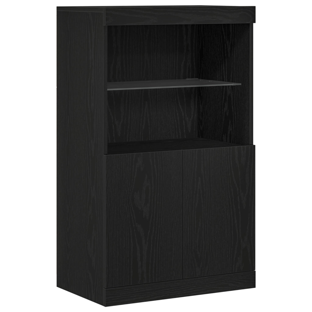 Sideboard con luci LED Rovere Nero 60x37x100 cm