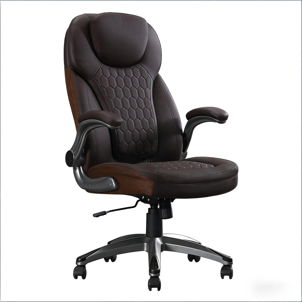 SEDIA DIREZIONALE Schienale alto 67,5x110,5-120x73 cm Marrone PU, rete, metallo