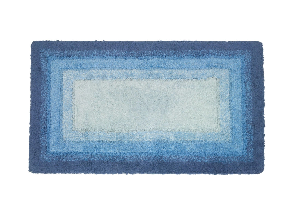 Tappeto Bagno Rettangolare In Spugna Morbida Antiscivolo Degradè Oceano - 55x110 - Oceano