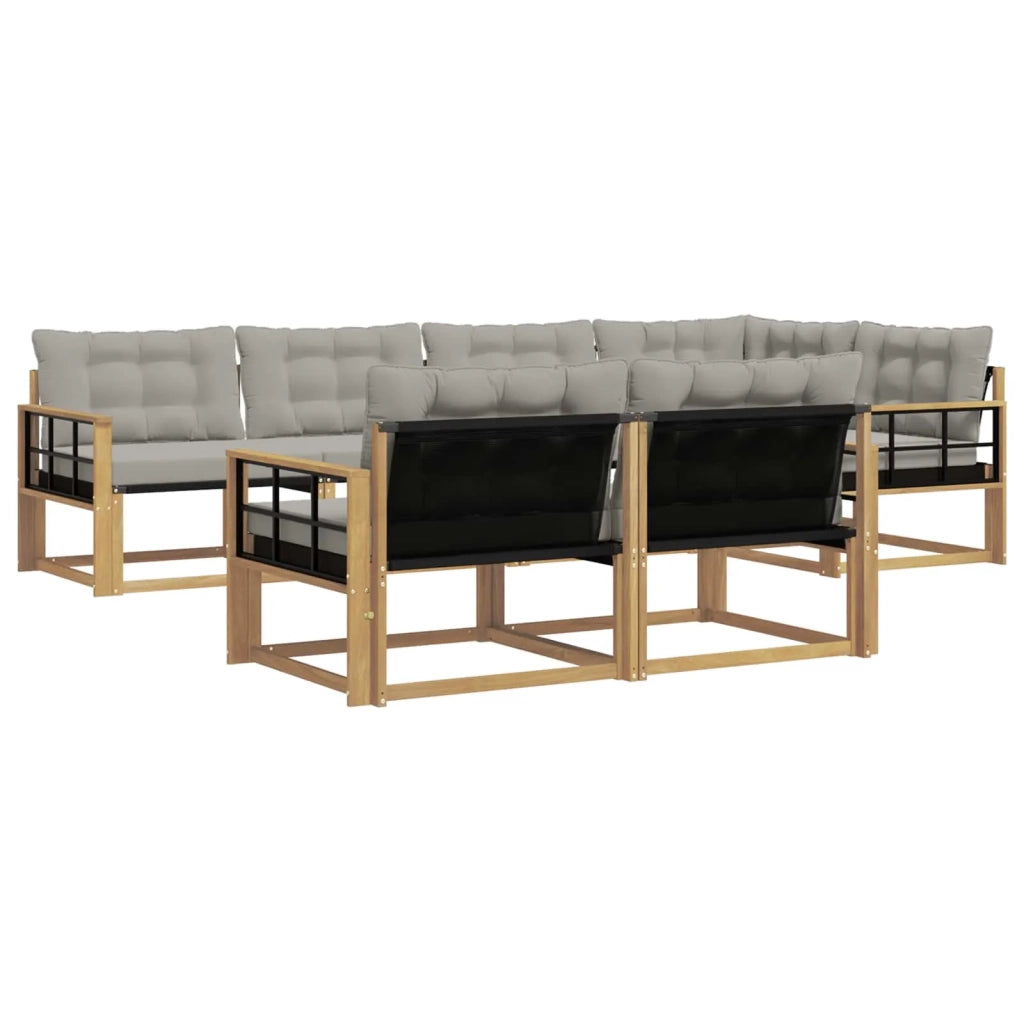 Set di divani da esterno 7 pz Bianco e Grigio Chiaro 3388785
