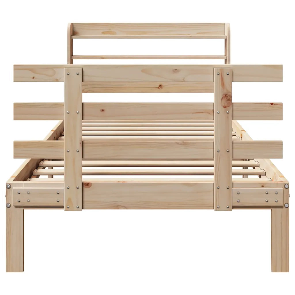Giroletto con Testiera 90x190 cm in Legno Massello di Pino 3306839