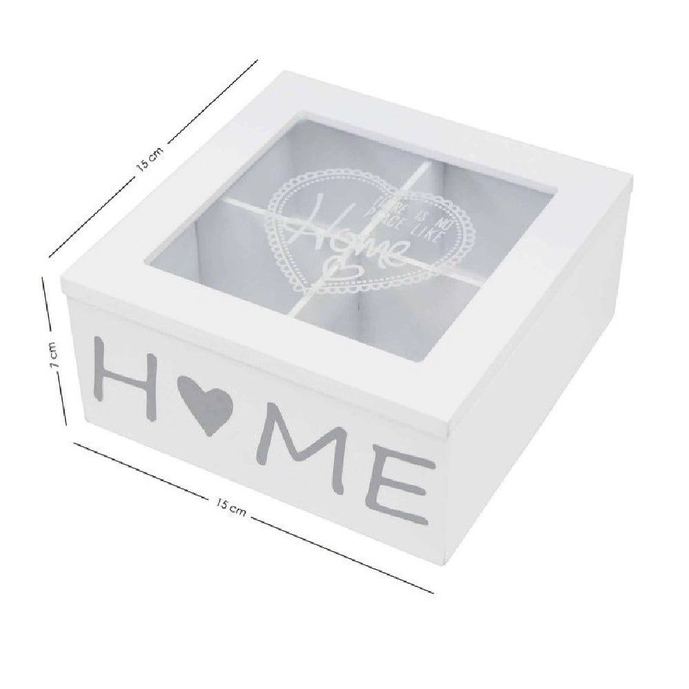 Trade Shop - Scatola Contenitore Legno Bianco Home Bacheca 4 Scomparti Posti Vetrina 219614 -
