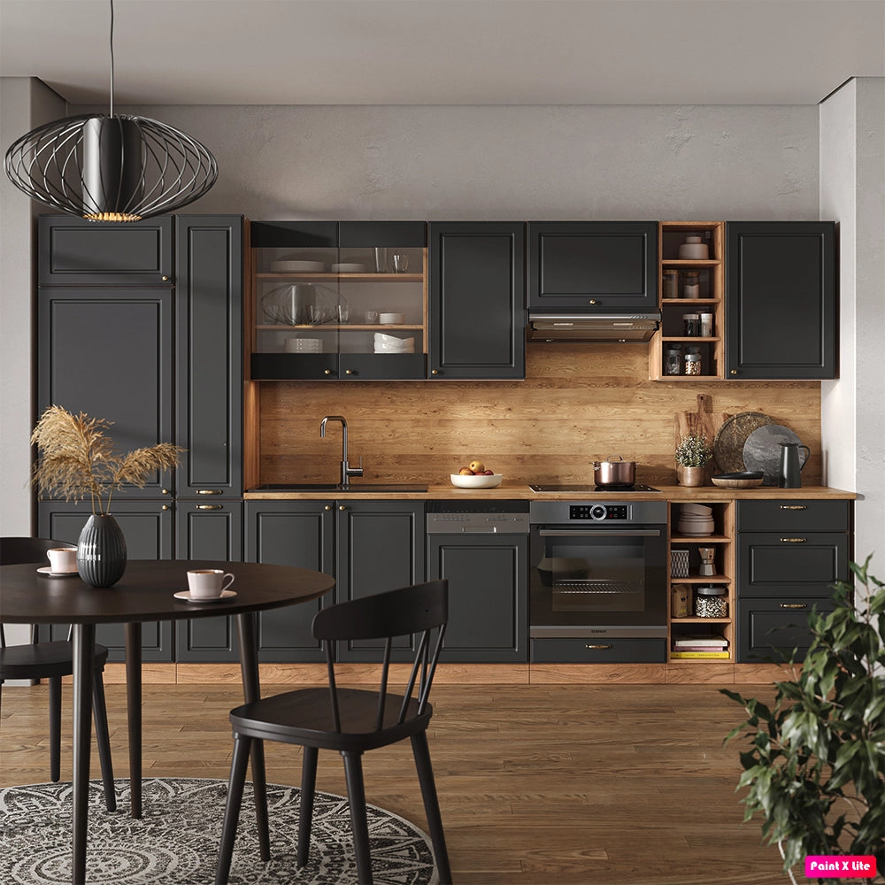Cucina componibile Fame-Line Antracite rustico/Rovere dorato 355 cm, PL Marmo Vicco