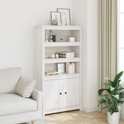 Credenza-Buffet-Armadio da cucina Bianca 80x35x154 cm in Legno Massello di Pino
