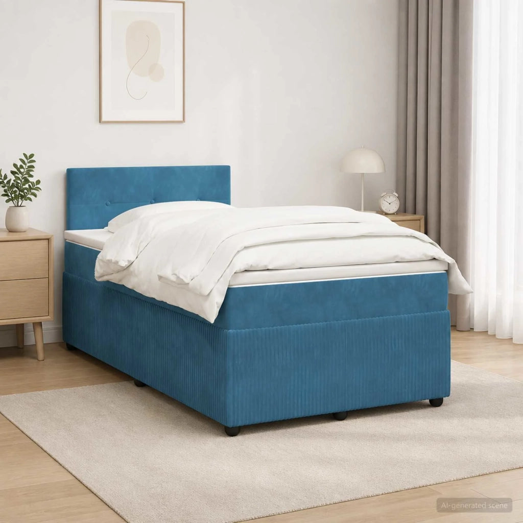 Letto box spring con materasso Blu 120 x 200 cm Velluto 3453123