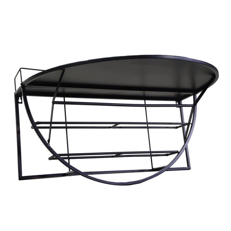 Tavolino metallo da muro con mensola nero cm 70x47h40