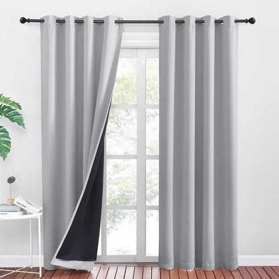 Tende di oscuramento 100% oscuranti - Tende pronte da appendere 2 pezzi - 140x245cm - Poliestere morbido - Occhielli metallici