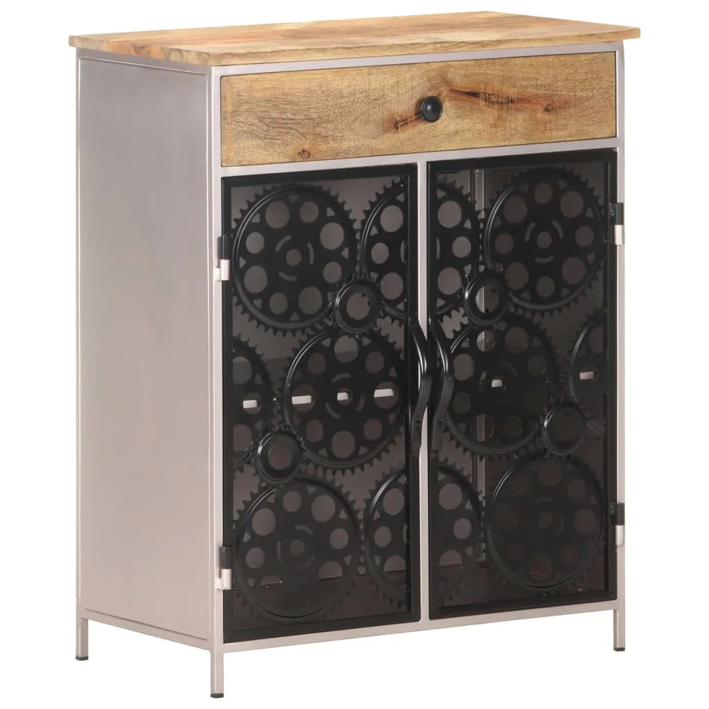 Credenza buffet cassettiera mobile contenitore organizer cucina soggiorno soggiorno 60 x 35 x 75 cm legno grezzo di mango e ferro marrone 02_0029626
