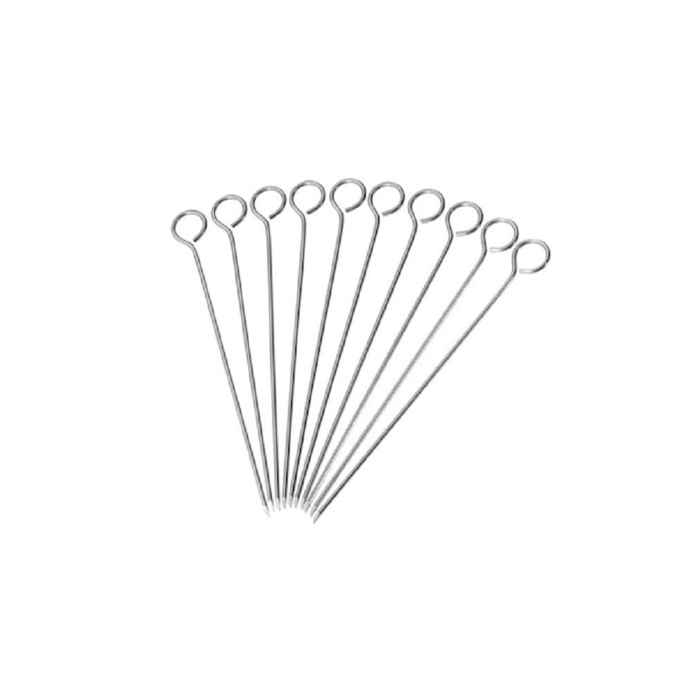 Trade Shop - Set 10 Pz Spiedini In Acciaio Inox Per Barbecue Carne Pesce Frutta 35 Cm 6443204 -