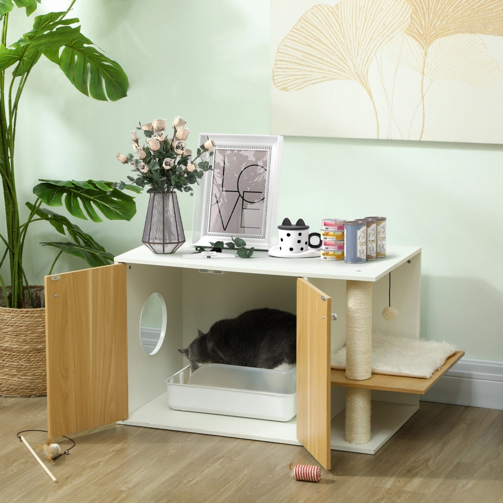 Centro Giochi per Gatti con Cuscino e Palla ¨C Zephmum ¨C 94x48x50,5cm Bianco