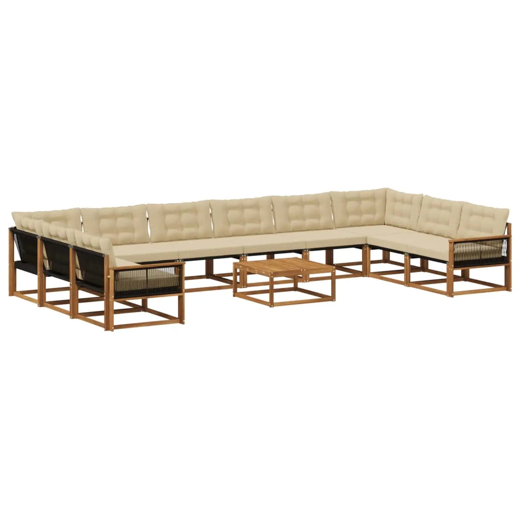 Set di divani da esterno con cuscino 11 pcs Naturale e Beige 3381729