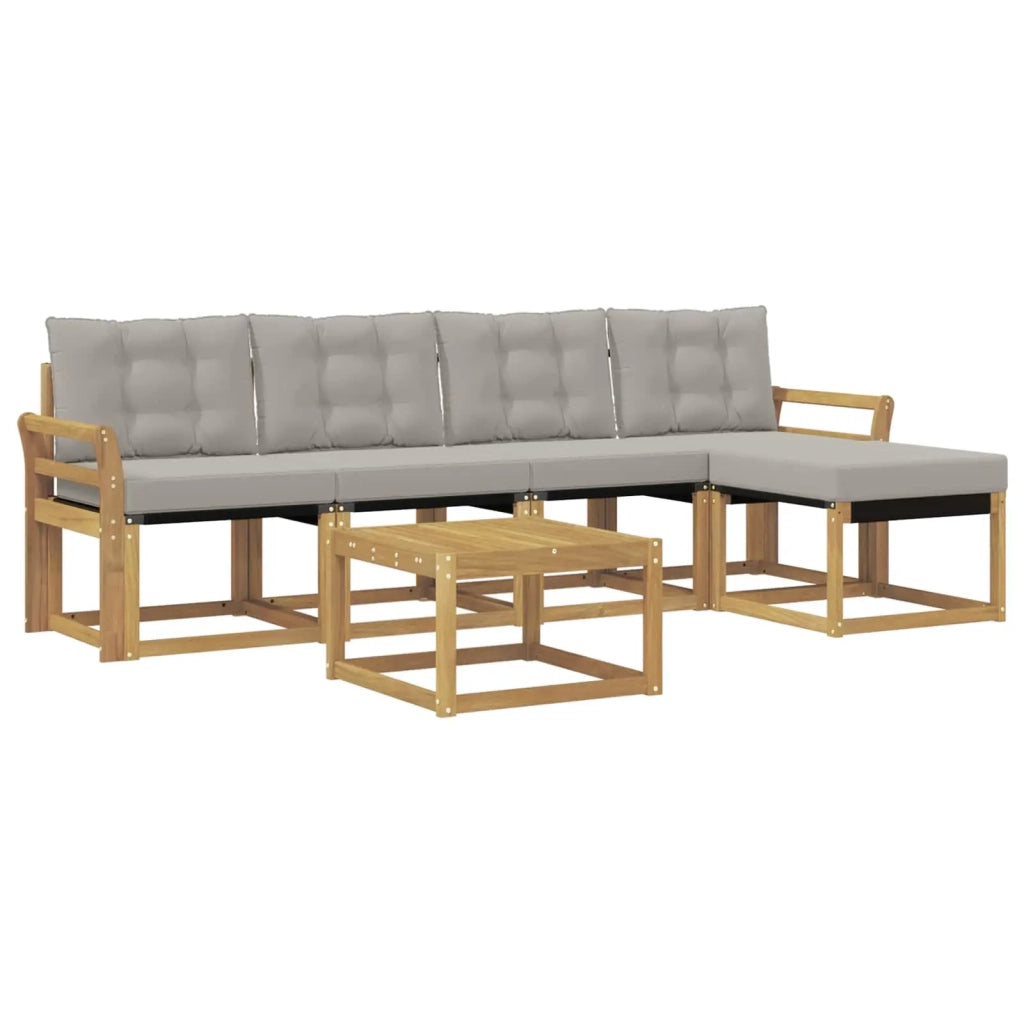 Set di divani da esterno 6 pcs Bianco e Grigio Chiaro