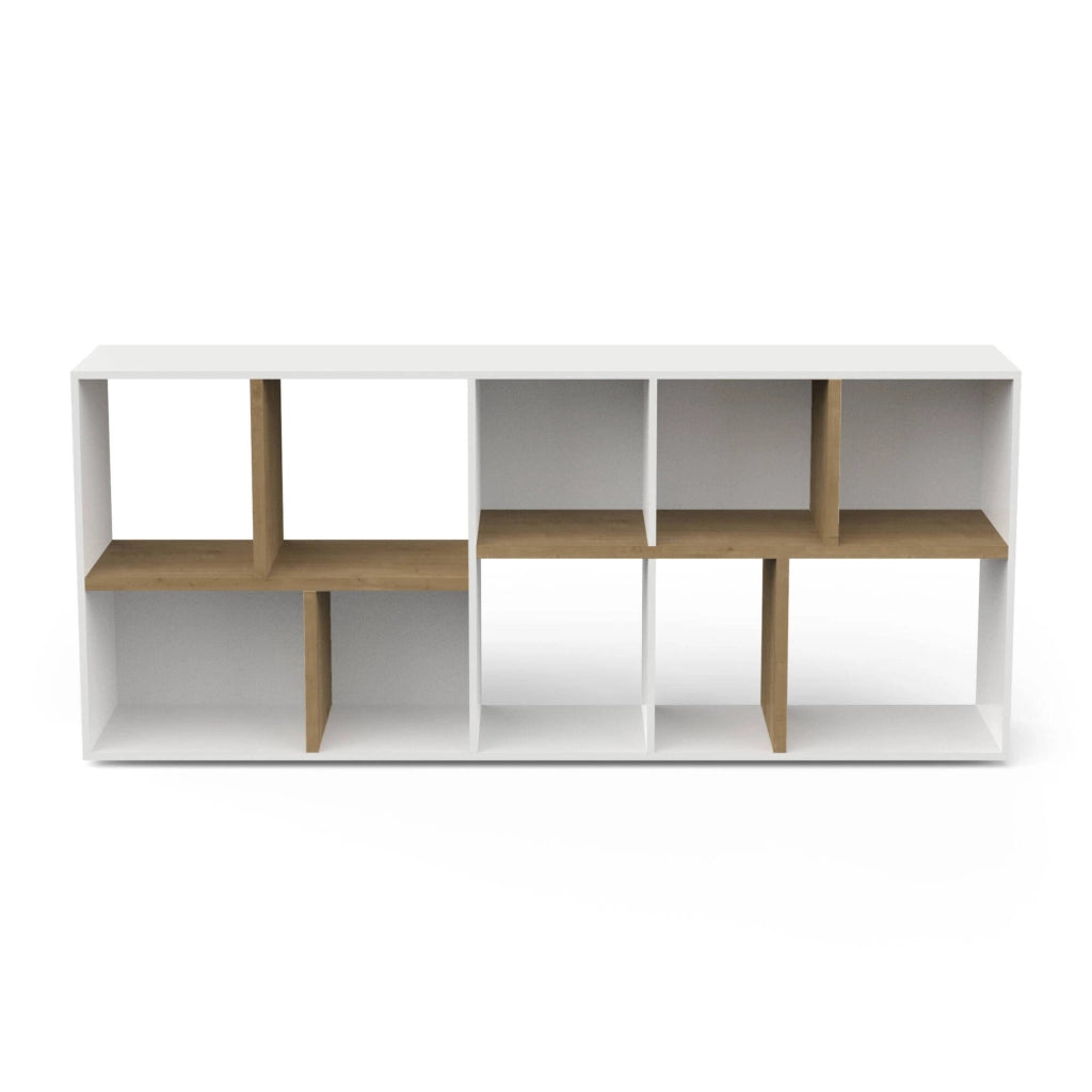 Libreria Nisha, Scaffale da ufficio, Mobile portalibri, Biblioteca, 78x36 h183 cm, Rovere e Bianco