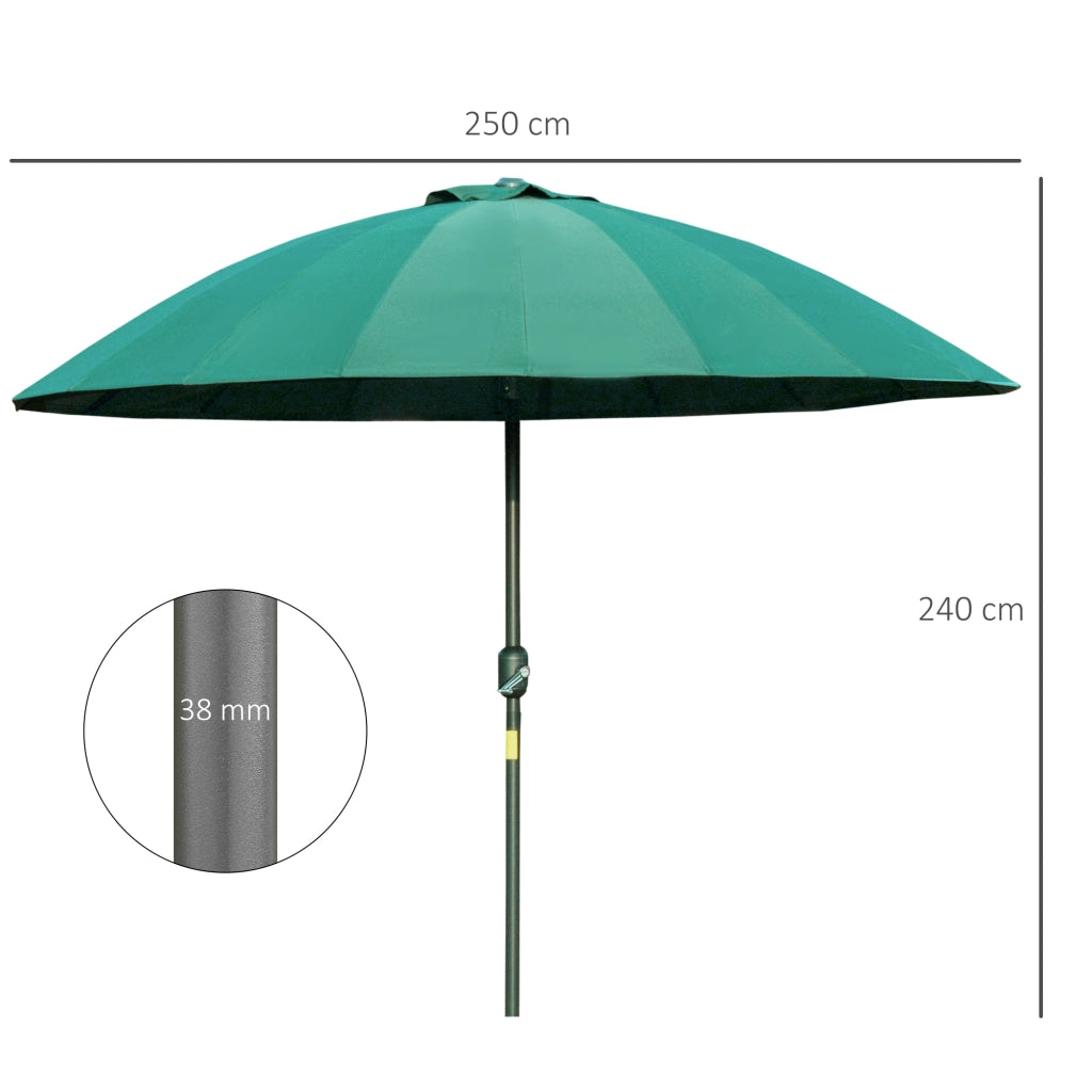 Ombrellone da Giardino ?250x240 cm con Manovella e Inclinazione Regolabile ¨C zephmum ¨C Verde