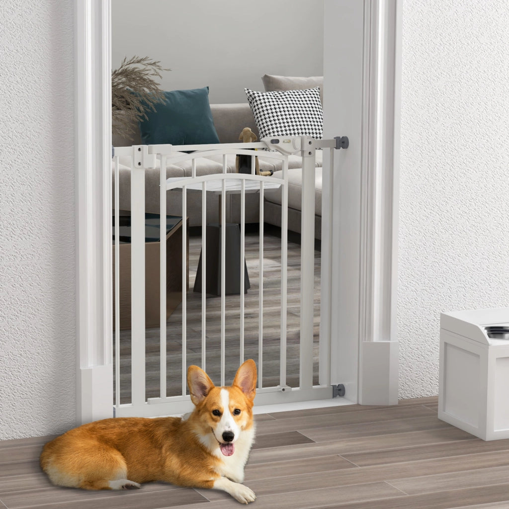 Cancelletto di sicurezza per cani estensibile con doppio blocco ¨C Xylo ¨C 74-80 x 76 cm bianco