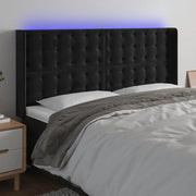 Testiera a LED-Testata con LED Nera 203x16x118/128 cm in Velluto 705608