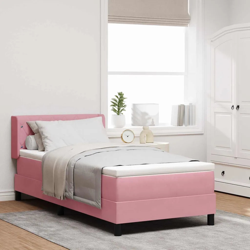 Letto a molle con testiera Rosa 200 x 100 cm Velluto 3341407