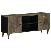 Mobile porta TV con ampio spazio di archiviazione per il soggiorno 105 x 33,5 x 46 cm in legno di mango grigio chiaro 02_0057745
