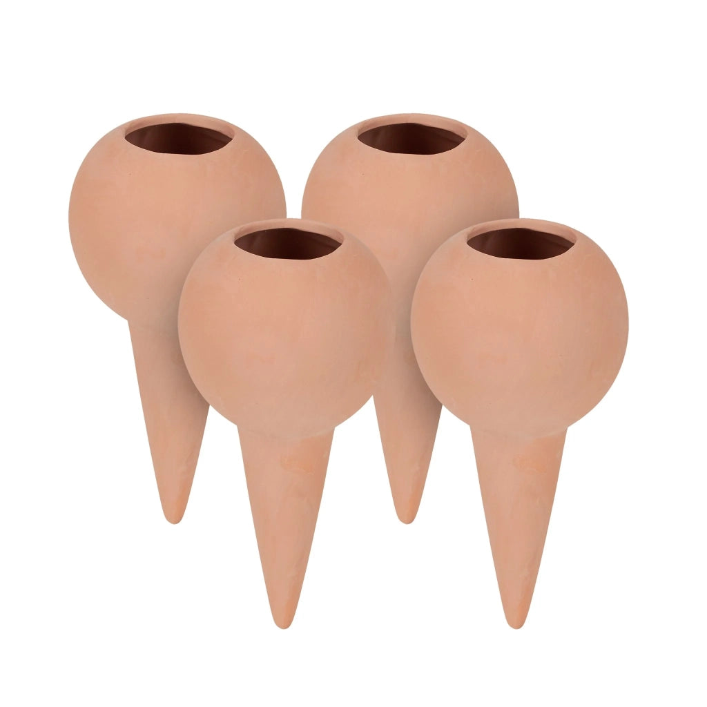 Set di 4 coni di irrigazione automatica per piante interno esterno 12 x 12 x 20 cm in argilla terracotta 13_0012612