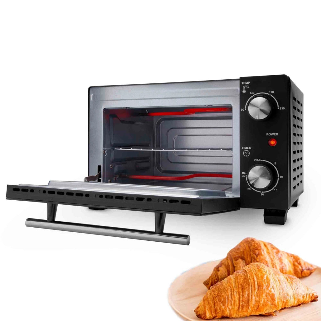 Forno tostapane elettrico 10 litri, 800W doppio vetro, timer 30 minuti, temperatura regolabile 90-230°C, pizza 23cm - SOGO