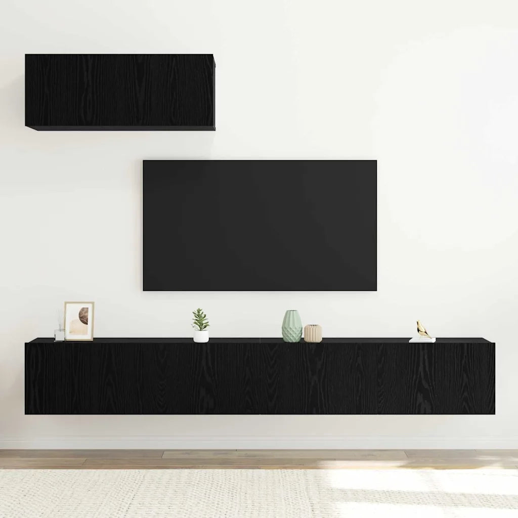 Set mobile TV 3 pcs Rovere Nero Legno ingegnerizzato 3332537