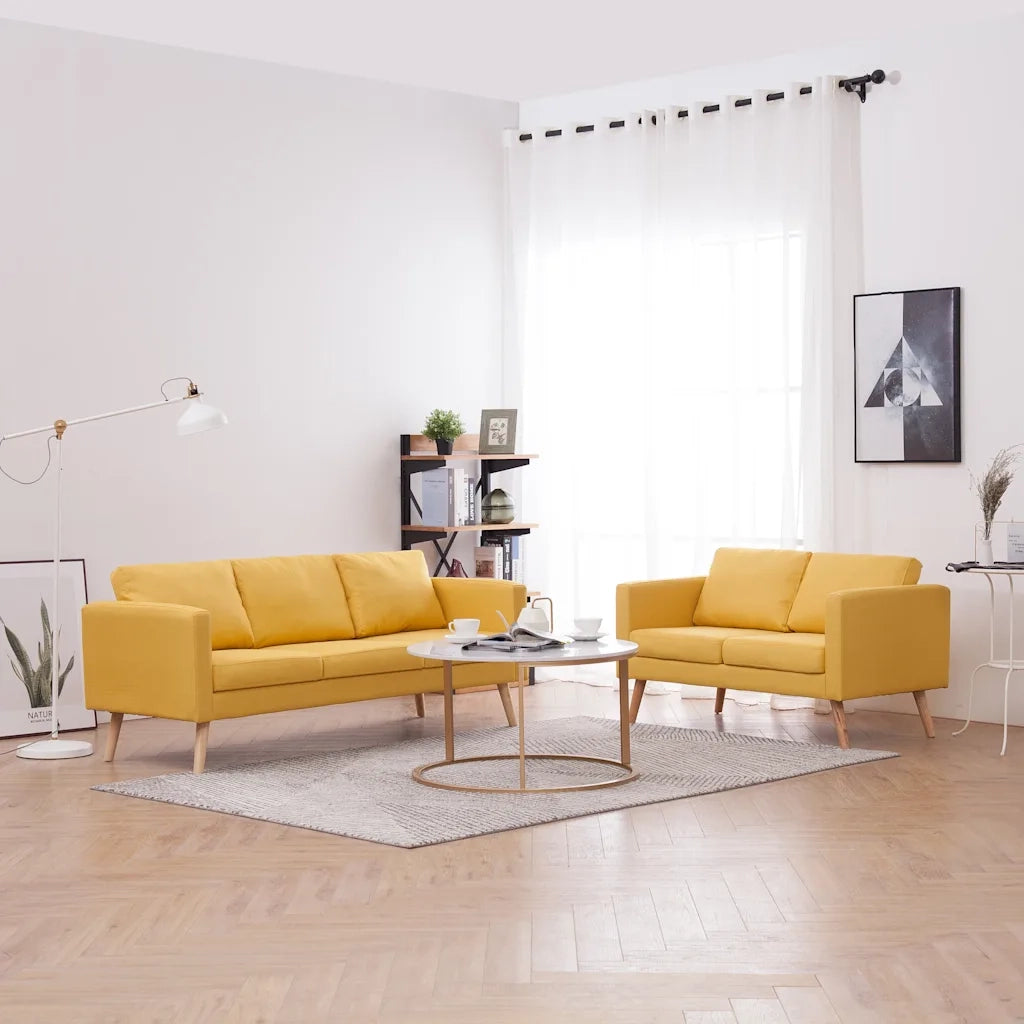Set Divani 2 pz in Tessuto Giallo 276856