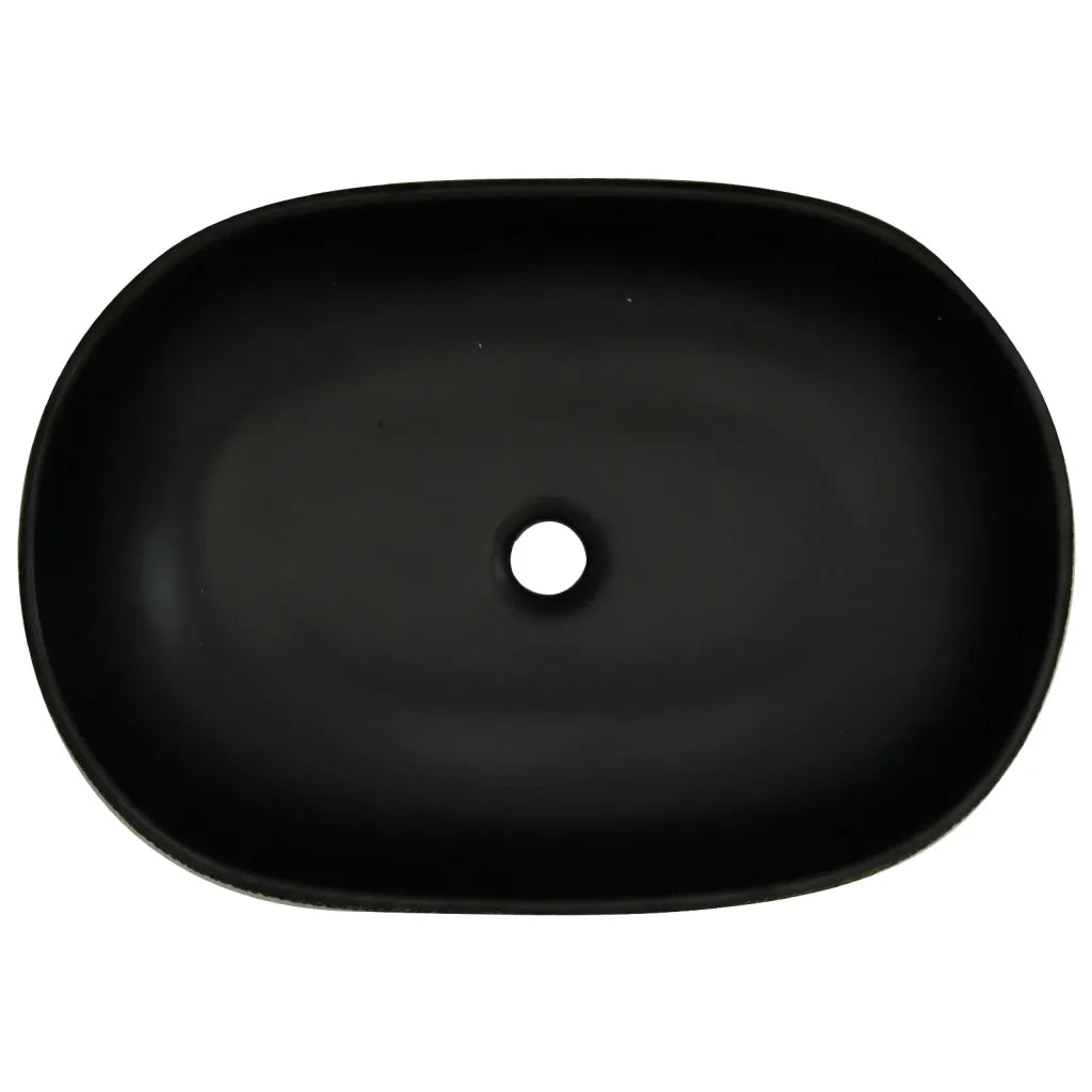 Lavabo da Appoggio-Lavandino-Lavello Grigio e Nero Ovale 59x40x14 cm Ceramica 645573
