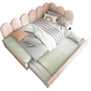 Letto a Divanetto 90x200 cm e 90x190 cm - Estraibile; Imbottito e con Rotelle - Rosa