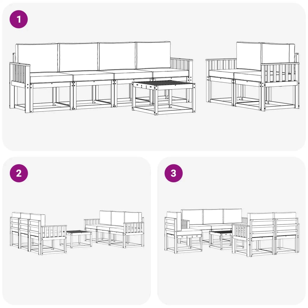 Set di divani da esterno 7 pz Bianco e Antracite 3387276