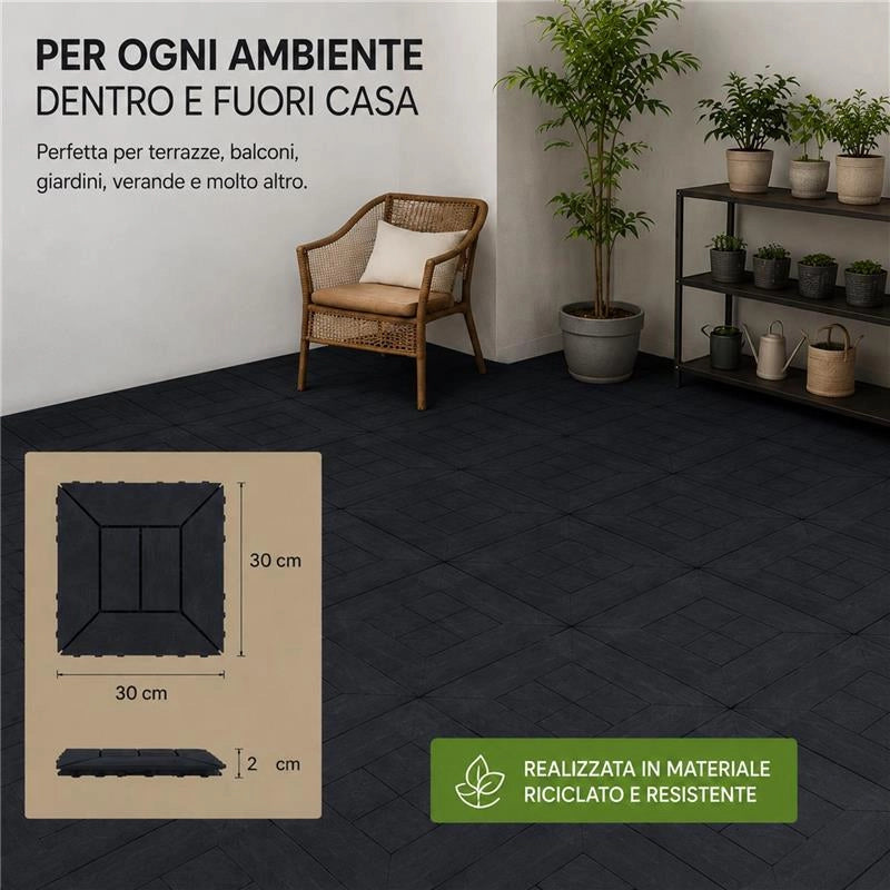 MA MAISON SET DI PIASTRELLE PER PAVIMENTO DA ESTERNO MODELLO EASY ANTRACITE 30,4X30,4X2 H CM - 0,36 M2 36 PEZZI