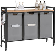 Cesto Portabiancheria, 3 Sacchi in Tessuto Oxford Rimovibili, Porta Biancheria, Struttura in Metallo, per Bagno e Lavanderia, 96x30x71cm, Capacità 40L per Cesto