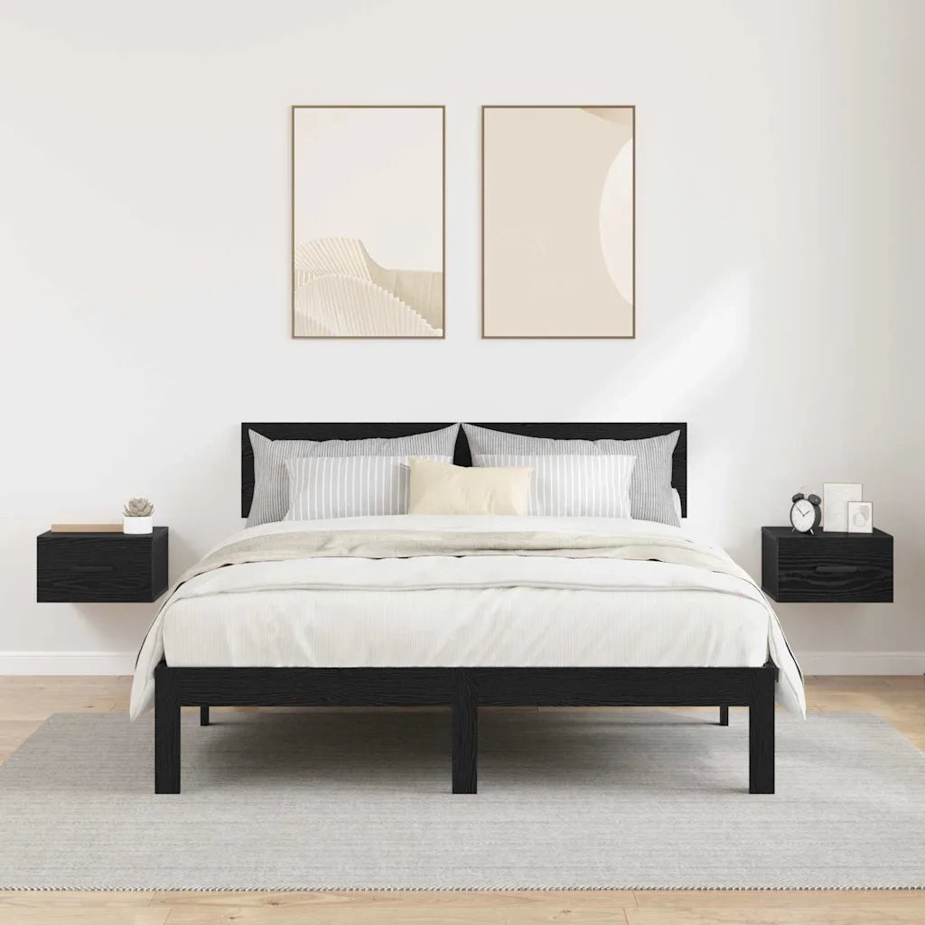Set di 2 Comodini | Armadio da Notte | Mobiletto da notte Rovere Nero 35 x 35 x 20 cm