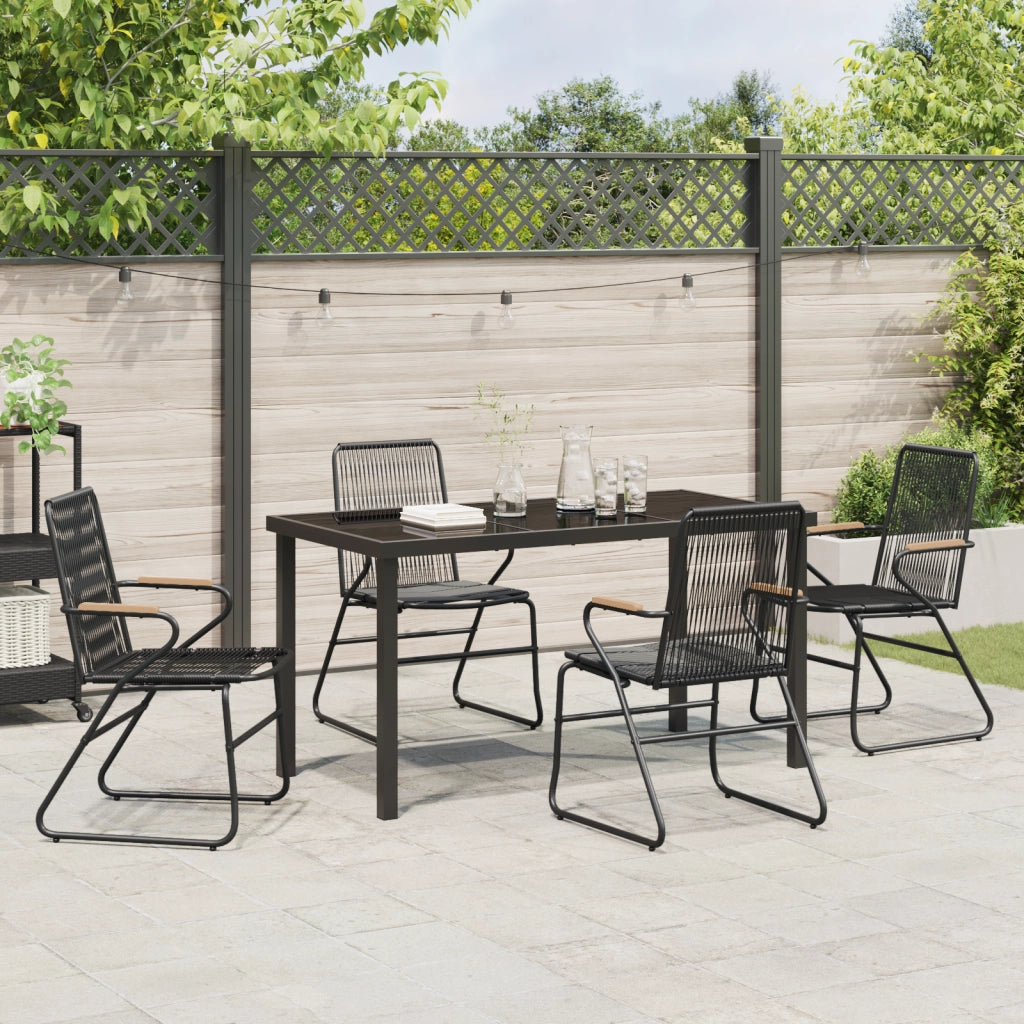 Set da Pranzo da Giardino 5 Pezzi Nero Rattan in PVC