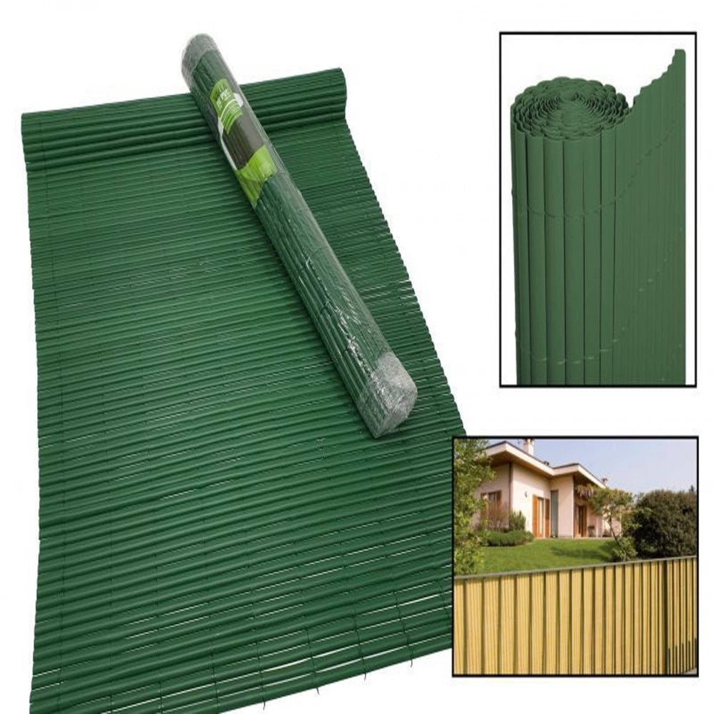 Trade Shop - Recinzione Giardino Frangivista Per Balcone Canniccio Pvc Verde Esterno 1,5x3 Mt -