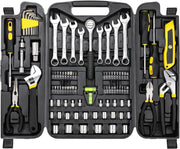 Cassetta degli attrezzi riempita, 95 pezzi, set di chiavi a bussola in robusta valigetta di plastica, set di attrezzi per la casa, auto, riparazione e manutenzione fai da te, per casa, garage