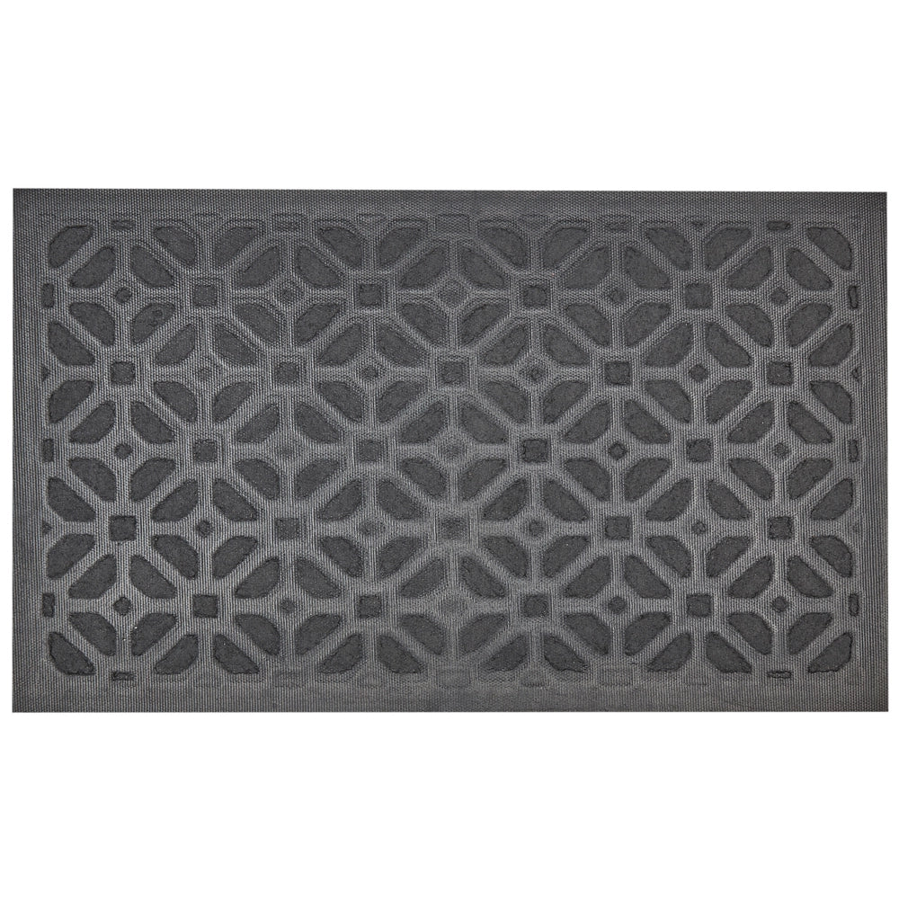 Zerbino in fibra di cocco naturale con fondo in PVC e gomma antiscivolo 45 x 75 cm con motivo geometrico e decorazione moderna per interni