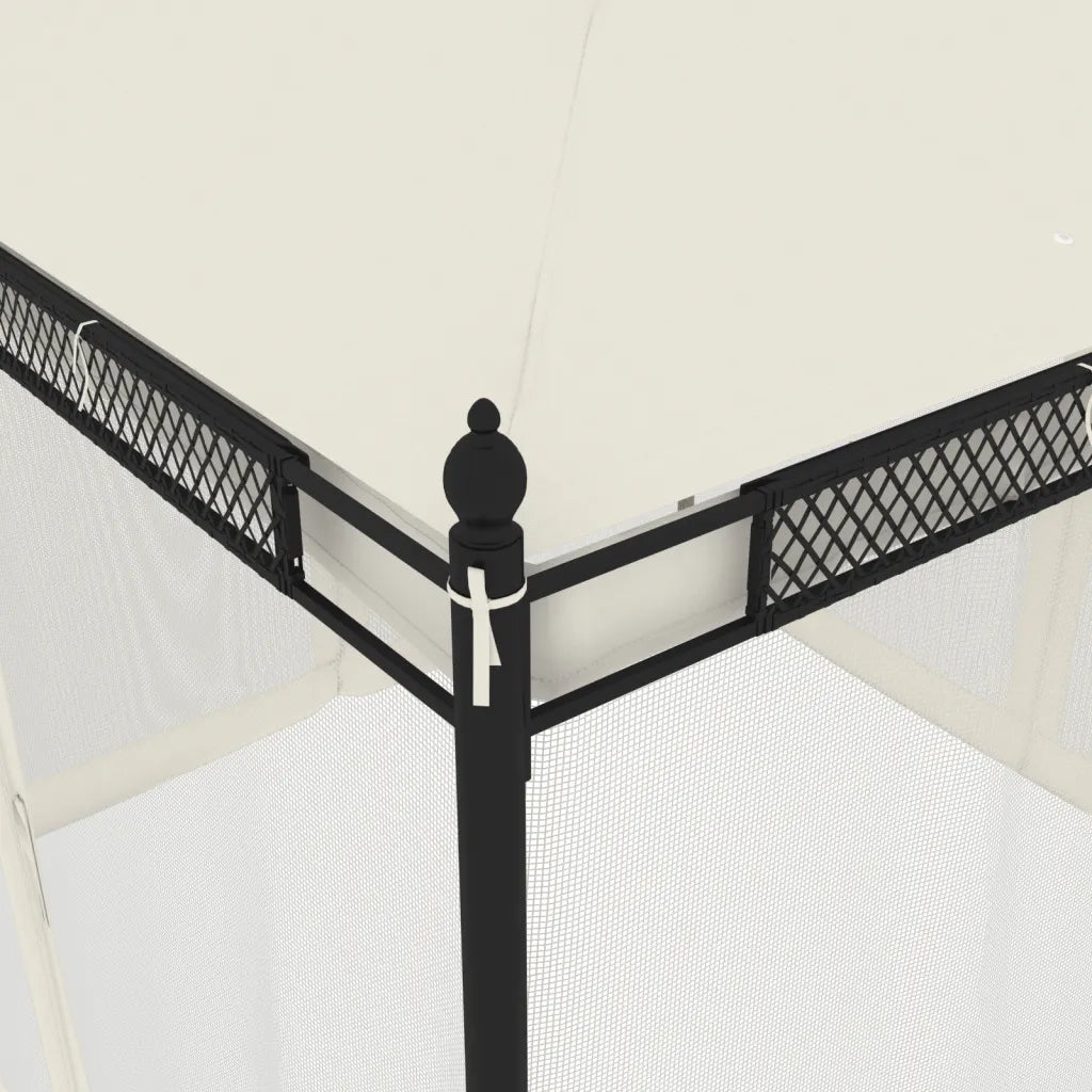 Gazebo | Pergolato con Pareti in Rete Crema 2,93x2,93 m in Acciaio