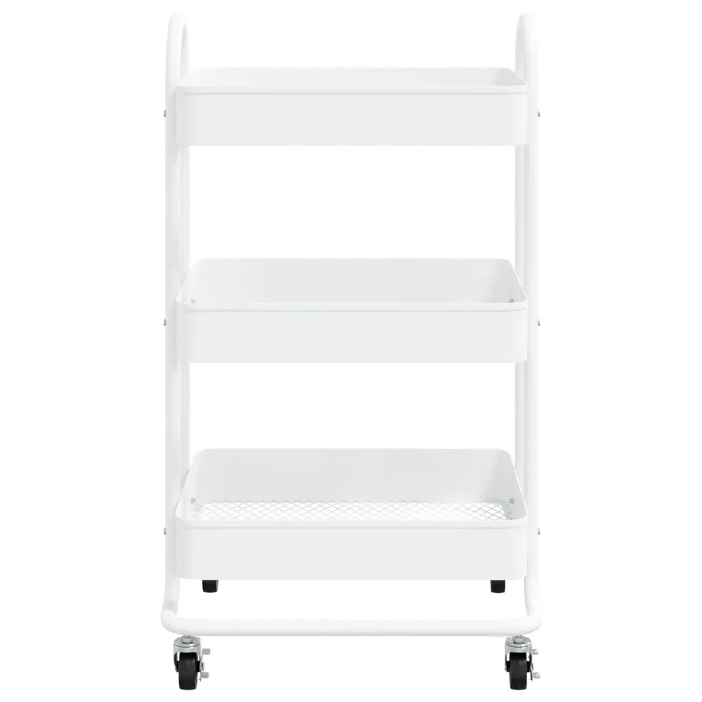 Carrello a 3 Livelli Bianco 43x34x79 cm in Acciaio 335866