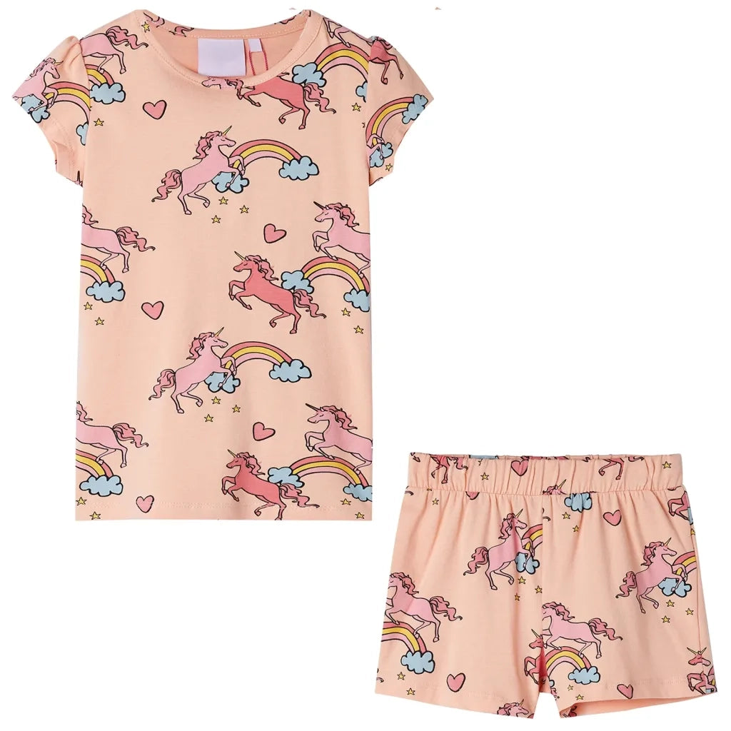 Pigiama da Bambina a Maniche Corte Arancione Chiaro 128cod mxl 109724