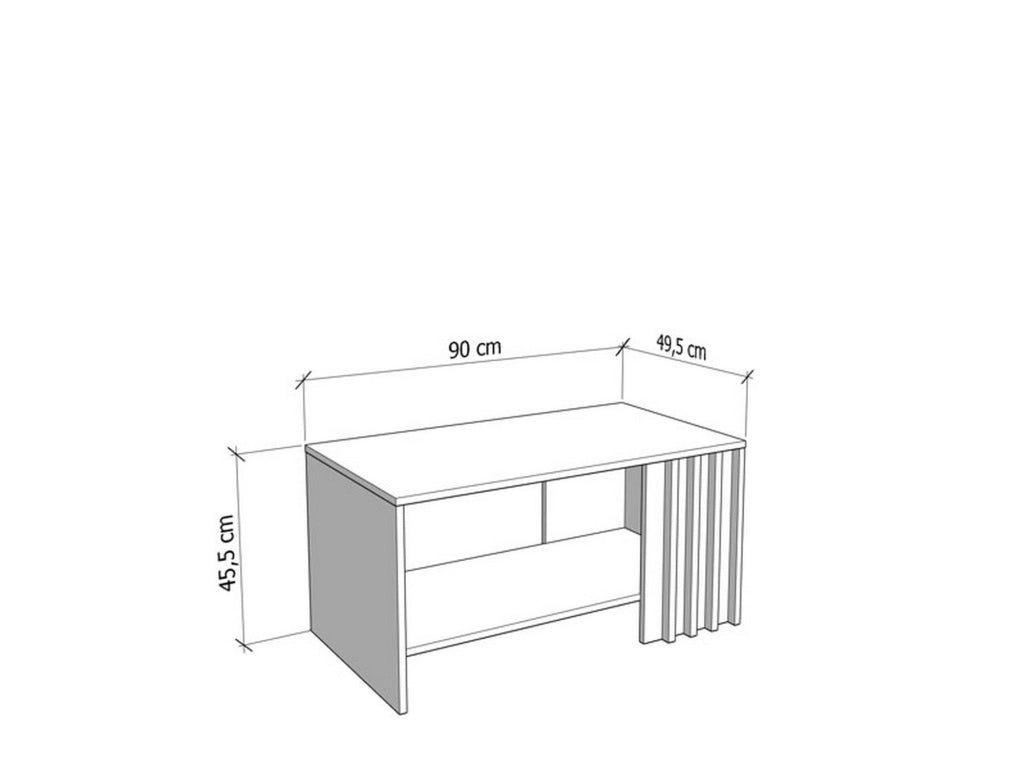 Tricerro, Tavolino da Salotto un Vano, 90x49.5x45.5h cm Marrone Rovere Nodi