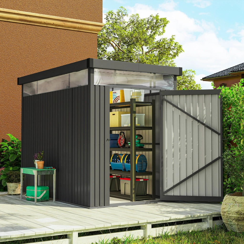 Capanno da Giardino con Lucernario in Acrilico 162x259x201 cm in Acciaio Grigio Scuro