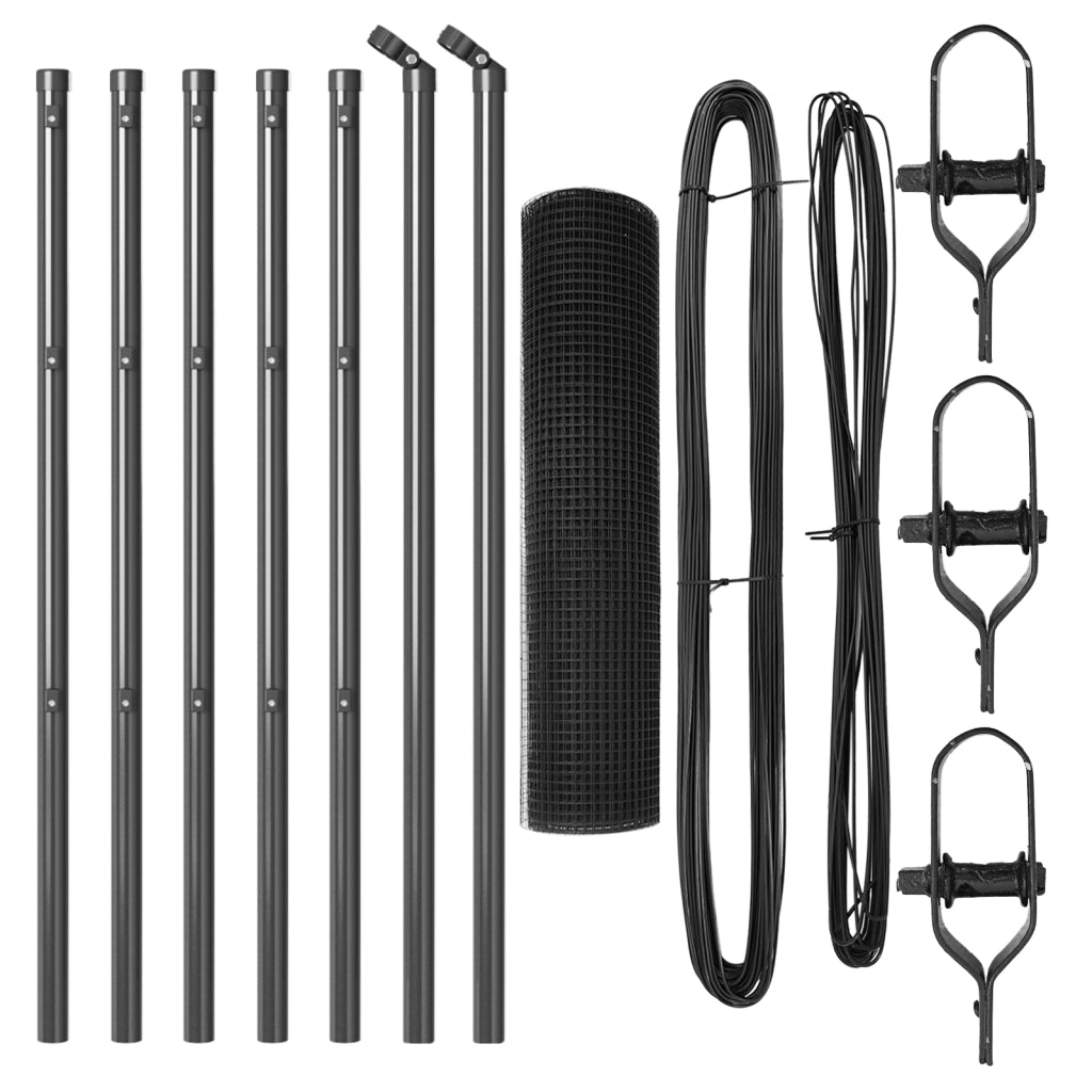 Set di Posti per Recinto PVC Set di 2 Grigio