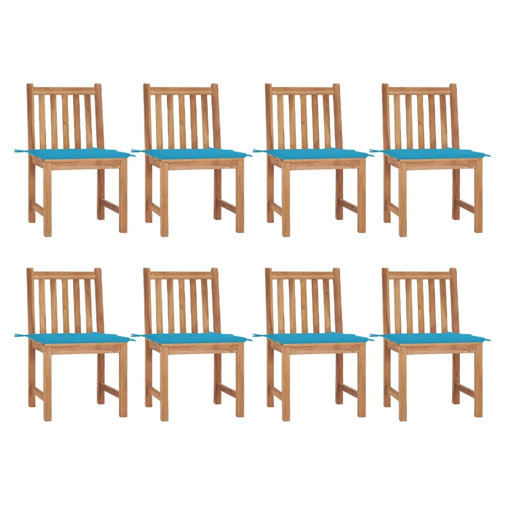 Sedie da Giardino con Cuscini 8 pz in Legno Massello di Teak cod mxl 8385