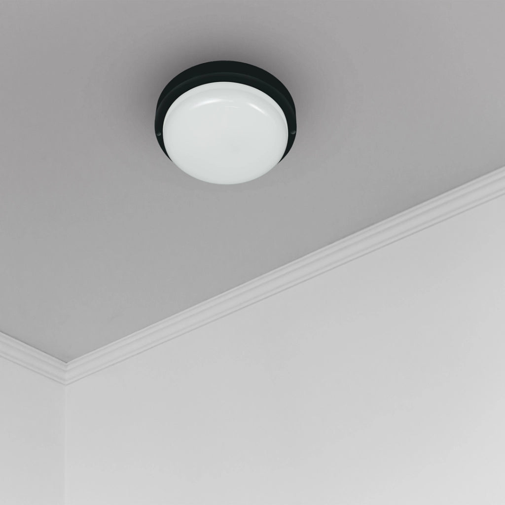 Plafoniera canalina tonda nera LED 8W 4000K IP64 Eko-Light