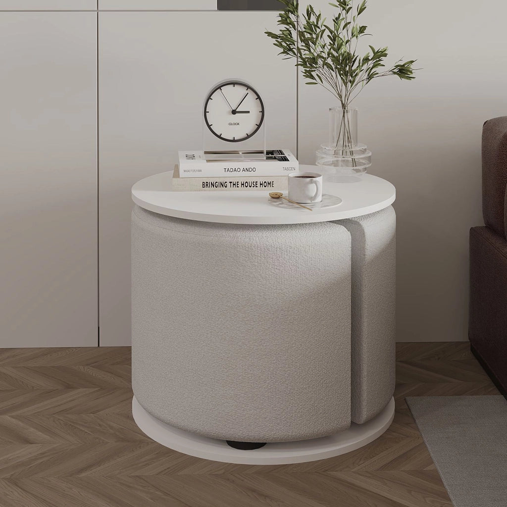 Tavolino "Vexana" con poggiapiedi in legno - 43 x 43 x 47 cm - Bianco